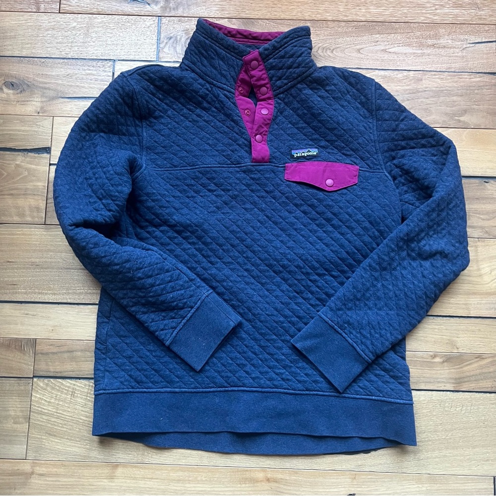 Patagonia Women's Organic Cotton Quilt Snap-T® Pullover, Navy Blue